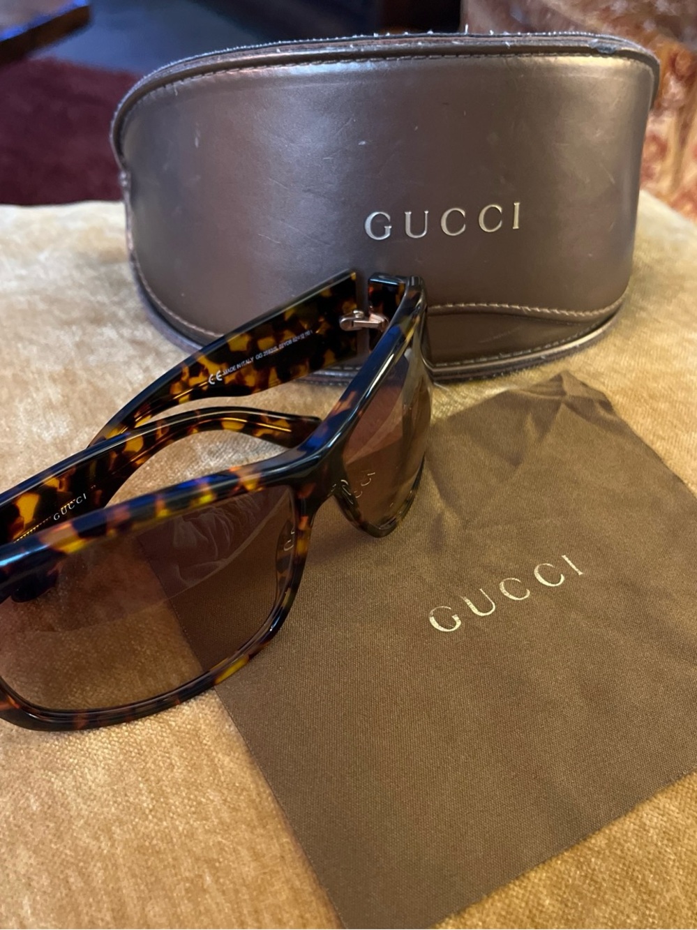 Gucci Tortoiseshell Frame Sunglasses with Brown Gradient Lenses